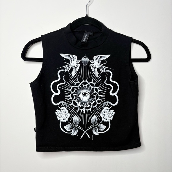 Mary Wyatt Tops - Mary Wyatt Tank Top Black Cropped Crop Goth
